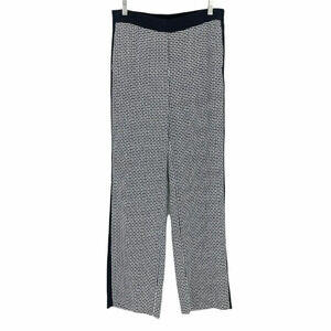 H&M Pants Women's Sz M Straight Wide Leg Pull on Elastic Waist Lined Black White